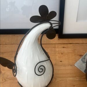 Ceramic and iron chicken decor